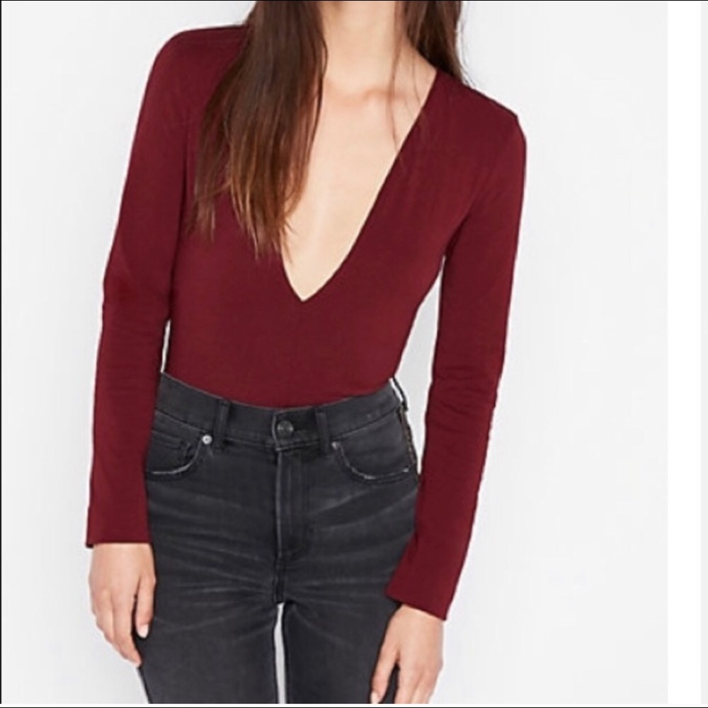 Express red deep v bodysuit